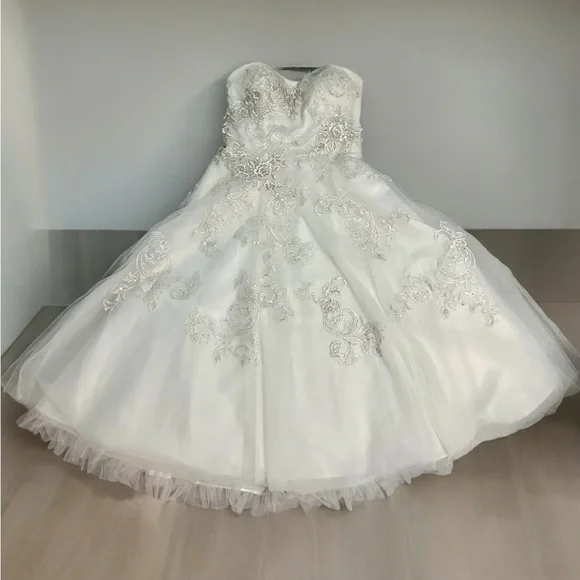 oleg cassini ball gown wedding dress with beading CWG780 by Oleg Cassini